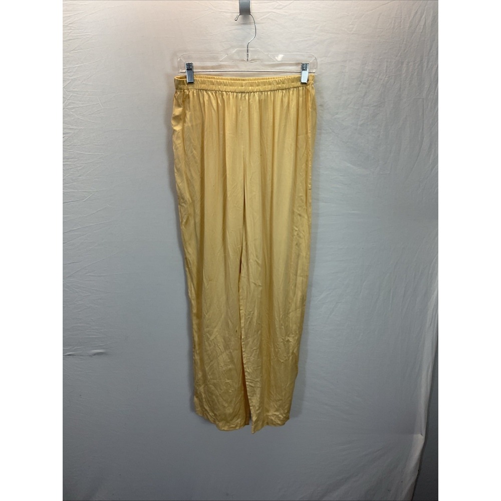 VTG Victorias Secret Yellow Silk Pajama Set MD sleeveless embroidered / pants - Picture 5 of 14